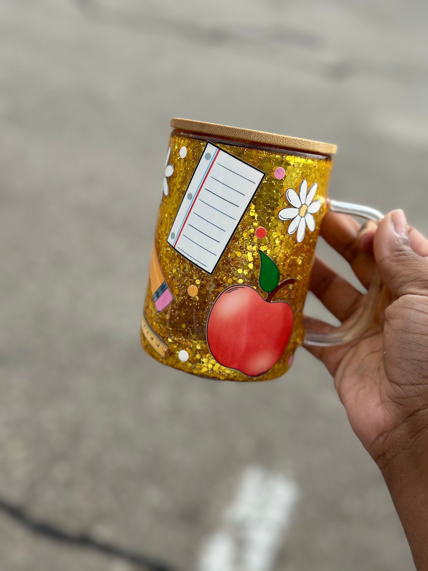 12 oz glass mug snowglobe