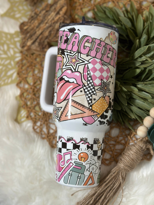 40oz retro Teacher Tumbler