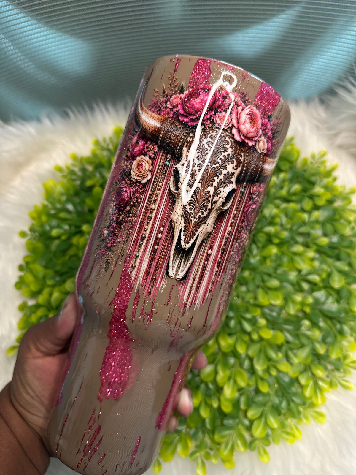 9. 40oz crackle pink rhinestone