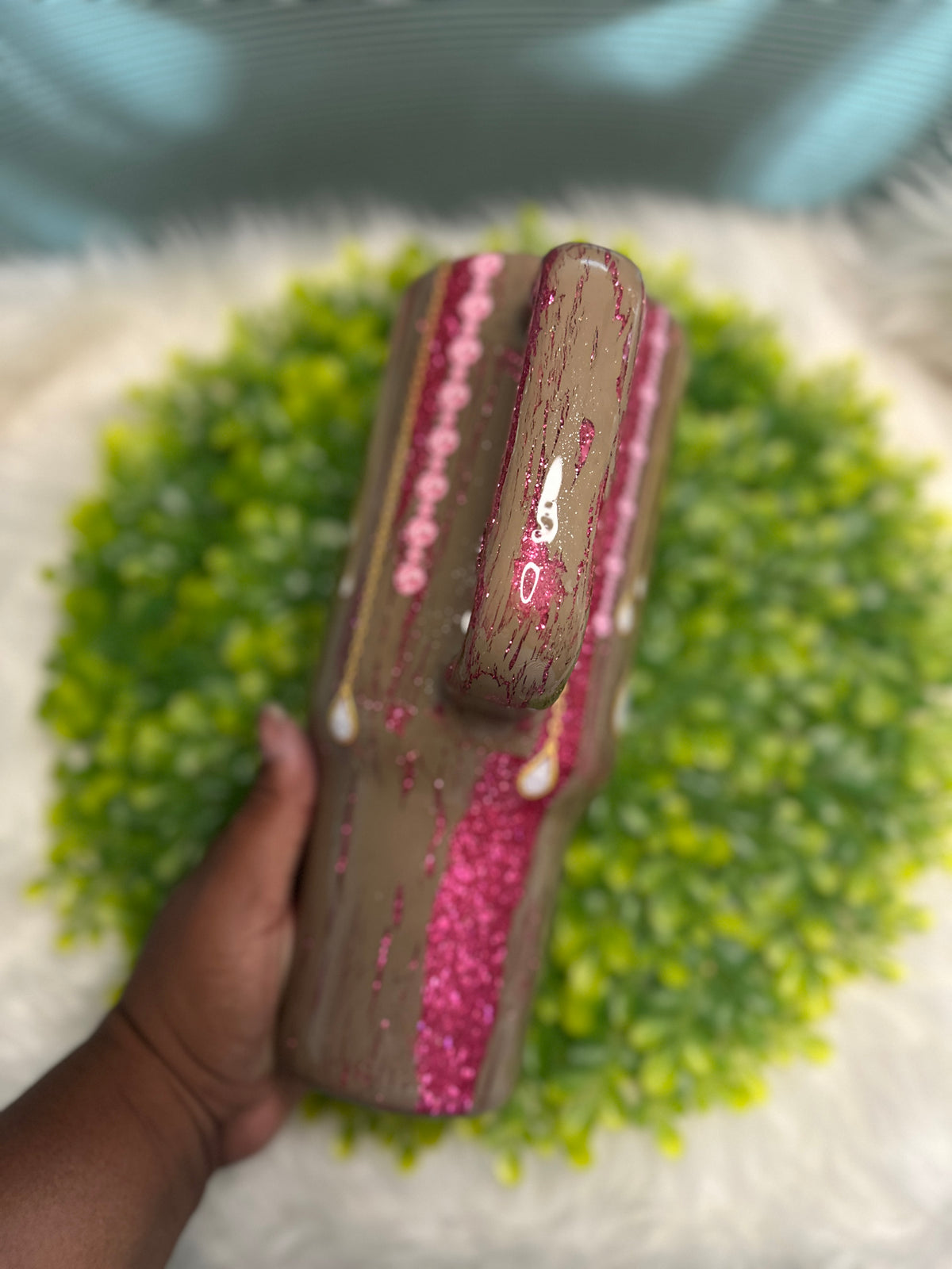 9. 40oz crackle pink rhinestone