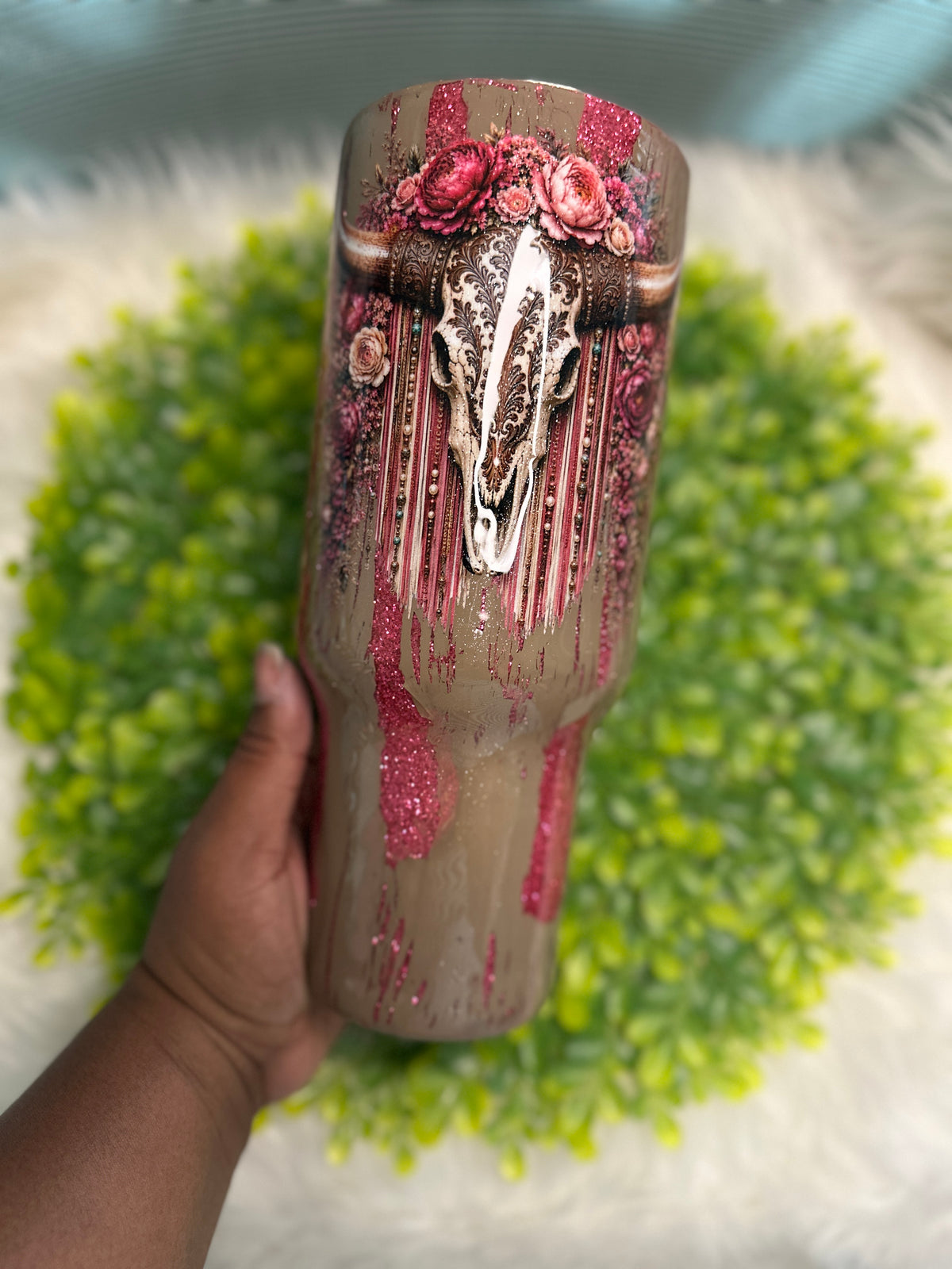 9. 40oz crackle pink rhinestone